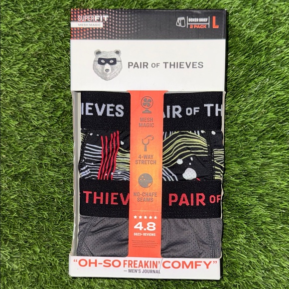 Pair of Thieves Men's Boxer Briefs 2-Pack - Black, Gray, and Red - Picture 1 of 2
